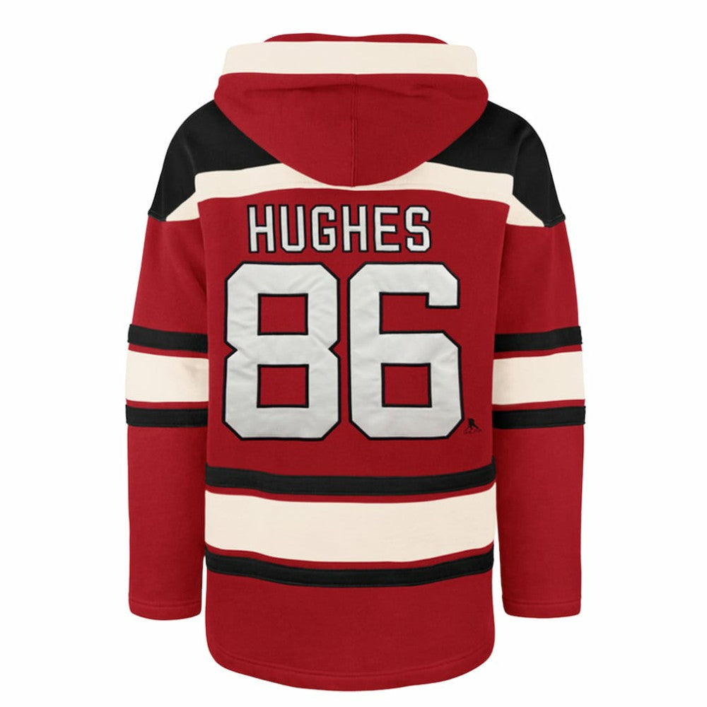 Jack Hughes New Jersey Devils '47 Big & Tall Lace-up Pullover Hoodie Red