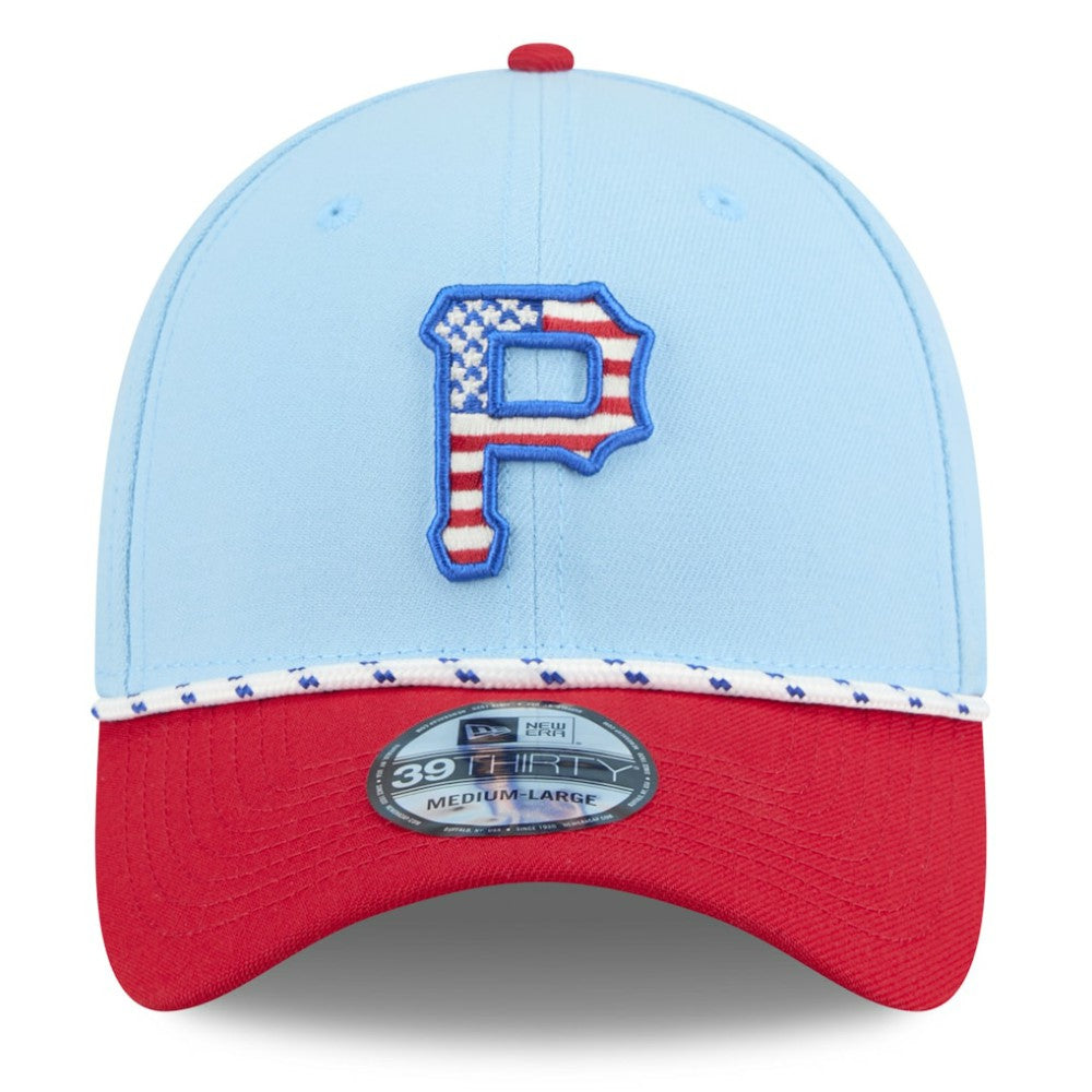 Pittsburgh Pirates 2025 Fourth of July 39THIRTY Flex Hat Light Blue/Red | New Era
