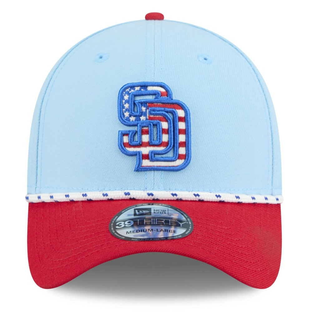 San Diego Padres 2025 Fourth of July 39THIRTY Flex Hat Light Blue/Red | New Era