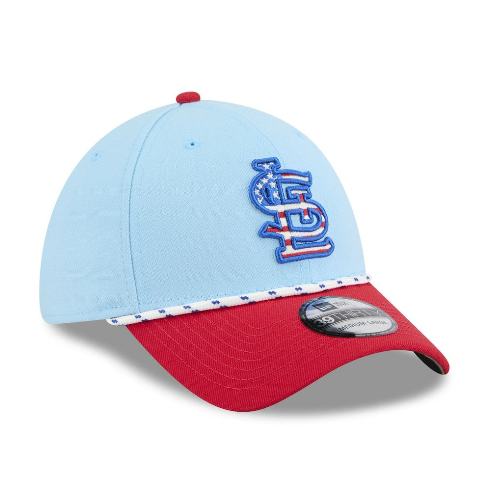 St. Louis Cardinals 2025 Fourth of July 39THIRTY Flex Hat Light Blue/Red | New Era