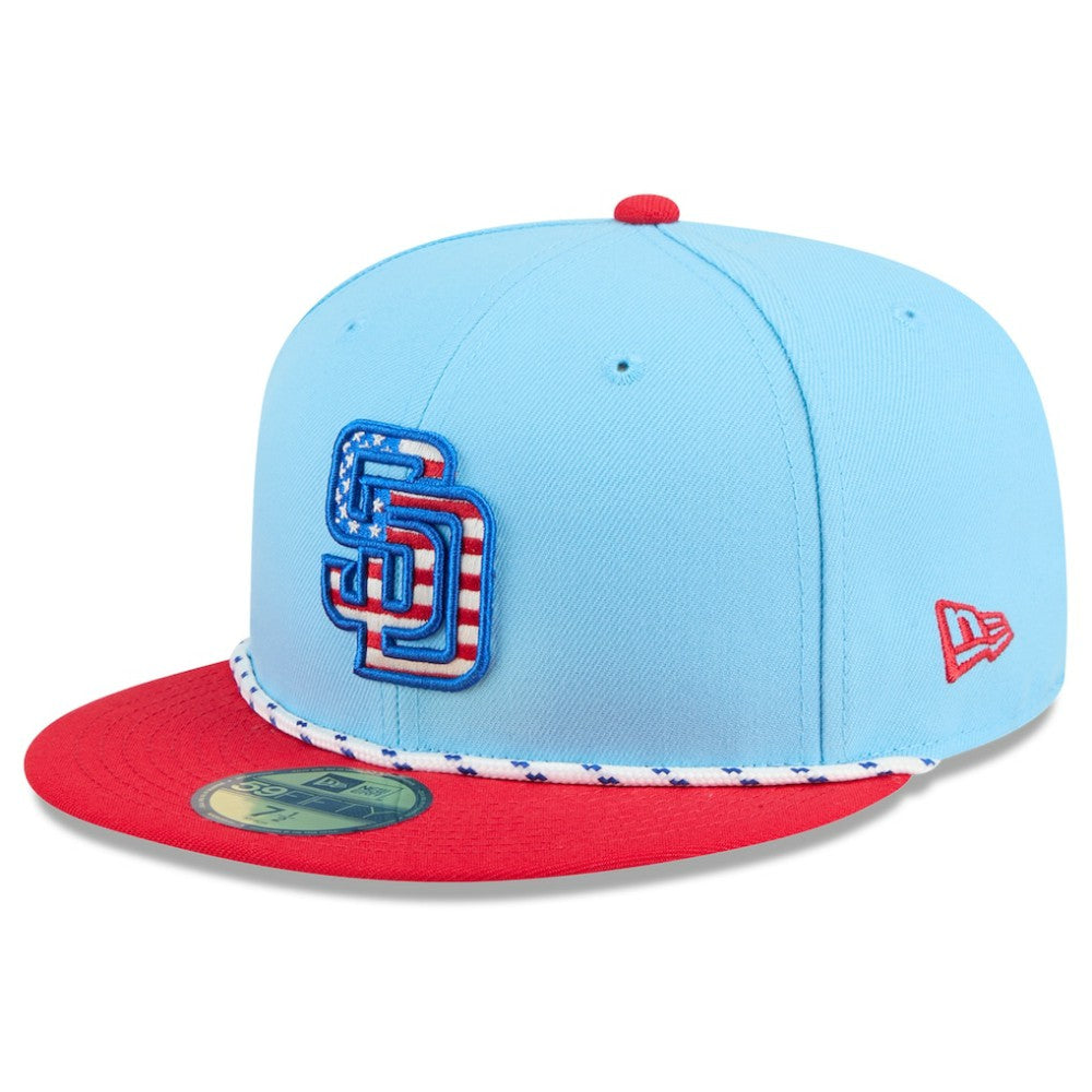 San Diego Padres 2025 Fourth of July 59FIFTY Fitted Hat Light Blue/Red | New Era