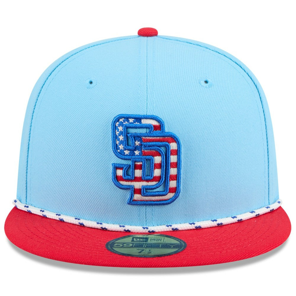 San Diego Padres 2025 Fourth of July 59FIFTY Fitted Hat Light Blue/Red | New Era