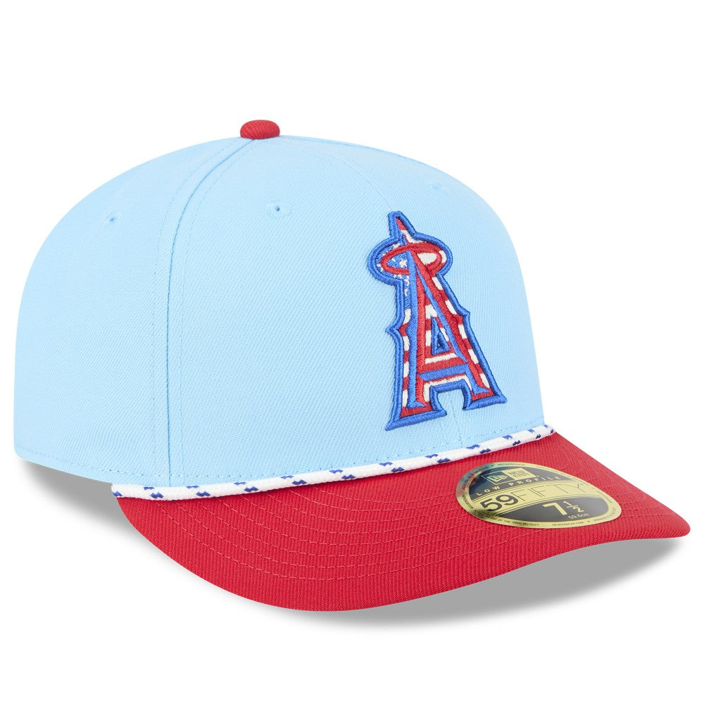 Los Angeles Angels 2025 Fourth of July Low Profile 59FIFTY Fitted Hat Light Blue/Red | New Era