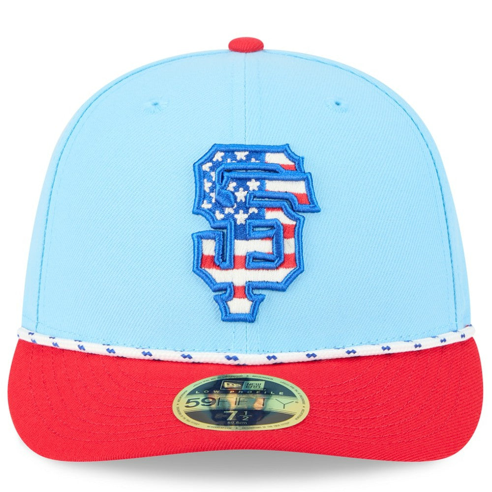 San Francisco Giants 2025 Fourth of July Low Profile 59FIFTY Fitted Hat Light Blue/Red | New Era