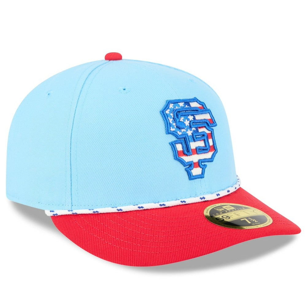 San Francisco Giants 2025 Fourth of July Low Profile 59FIFTY Fitted Hat Light Blue/Red | New Era