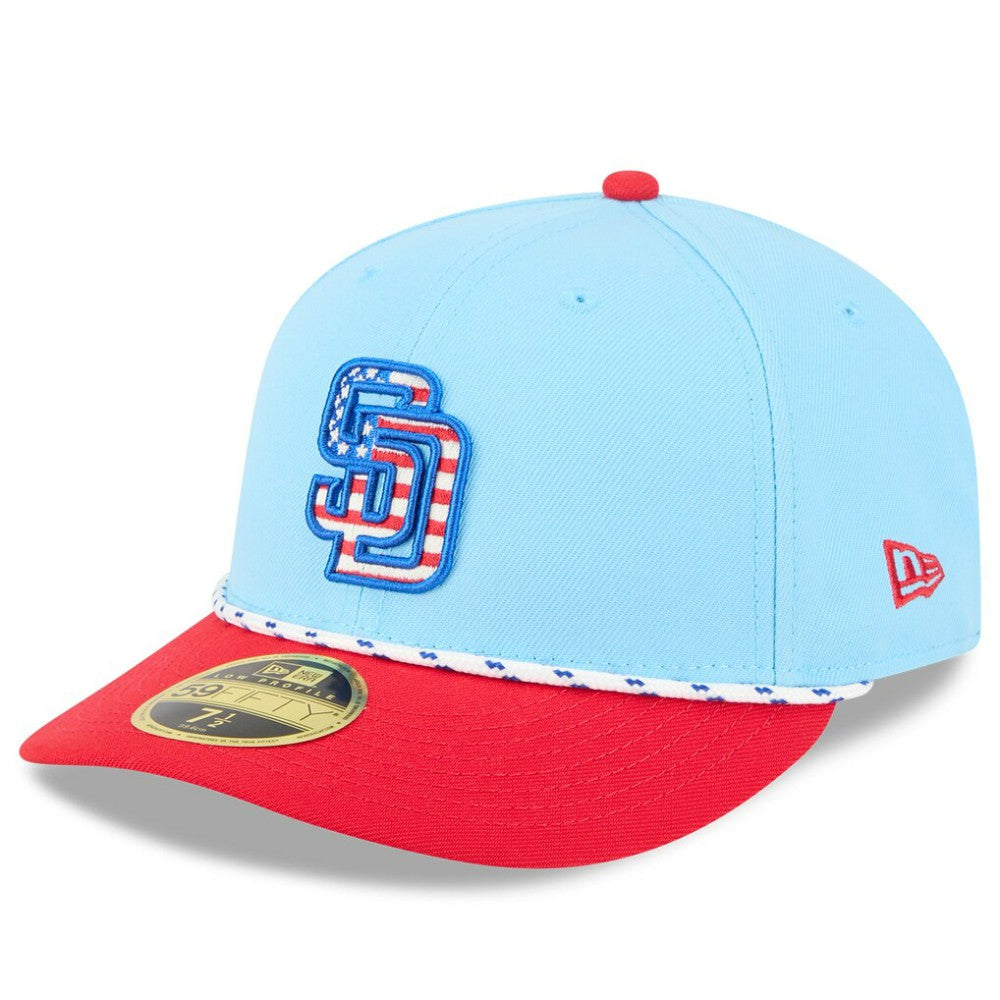 San Diego Padres 2025 Fourth of July Low Profile 59FIFTY Fitted Hat Light Blue/Red | New Era
