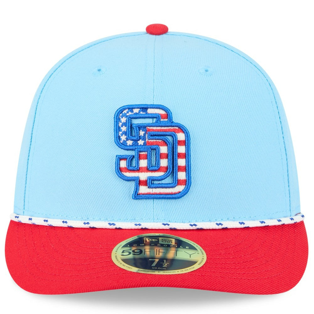 San Diego Padres 2025 Fourth of July Low Profile 59FIFTY Fitted Hat Light Blue/Red | New Era