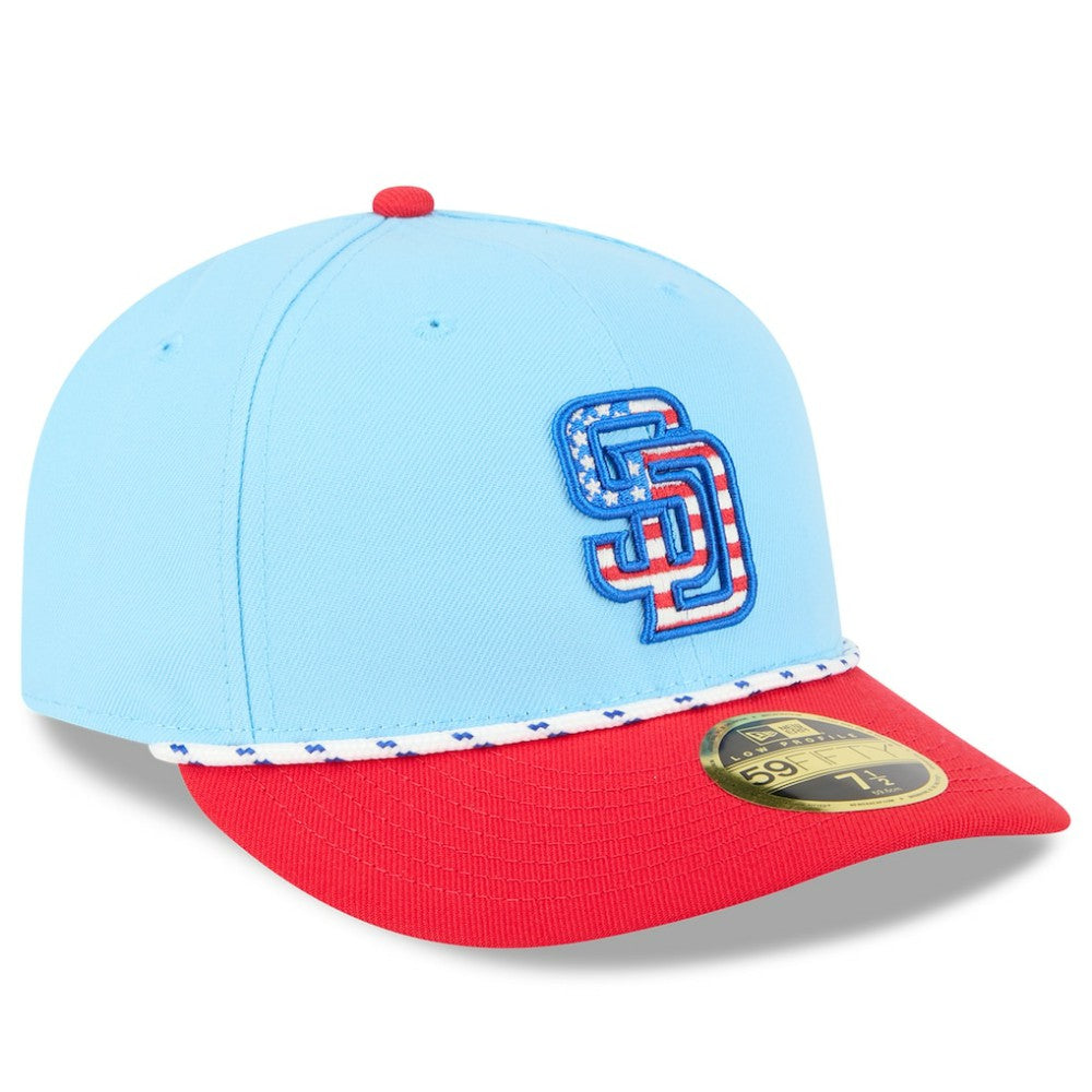 San Diego Padres 2025 Fourth of July Low Profile 59FIFTY Fitted Hat Light Blue/Red | New Era