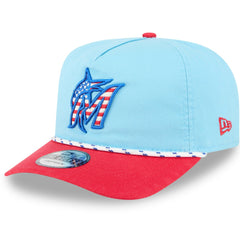 Miami Marlins 2025 Fourth of July Golfer Snapback Hat Light Blue/Red | New Era