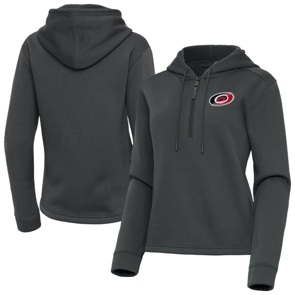 Carolina Hurricanes Antigua Women's Contemporary Quarter-Zip Hoodie Pewter