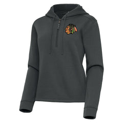 Chicago Blackhawks Antigua Women's Contemporary Quarter-Zip Hoodie Pewter