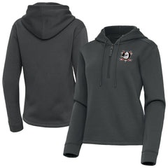 Anaheim Ducks Antigua Women's Contemporary Quarter-Zip Hoodie Pewter