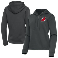 New Jersey Devils Antigua Women's Contemporary Quarter-Zip Hoodie Pewter