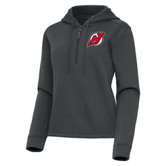 New Jersey Devils Antigua Women's Contemporary Quarter-Zip Hoodie Pewter