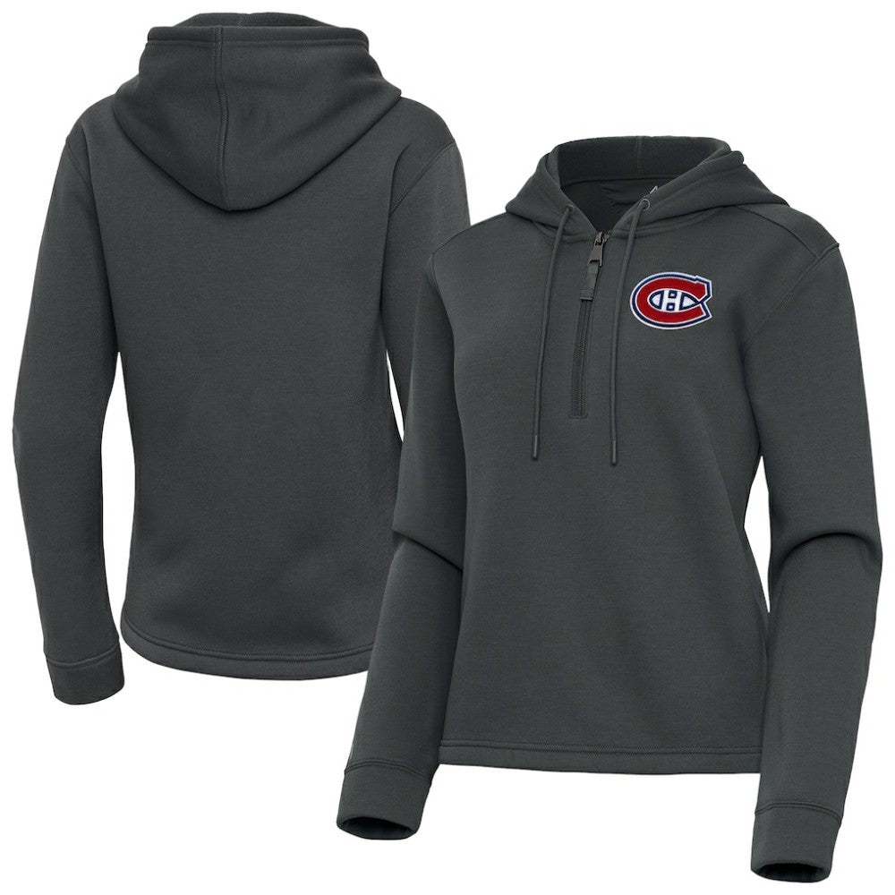 Montreal Canadiens Antigua Women's Contemporary Quarter-Zip Hoodie Pewter