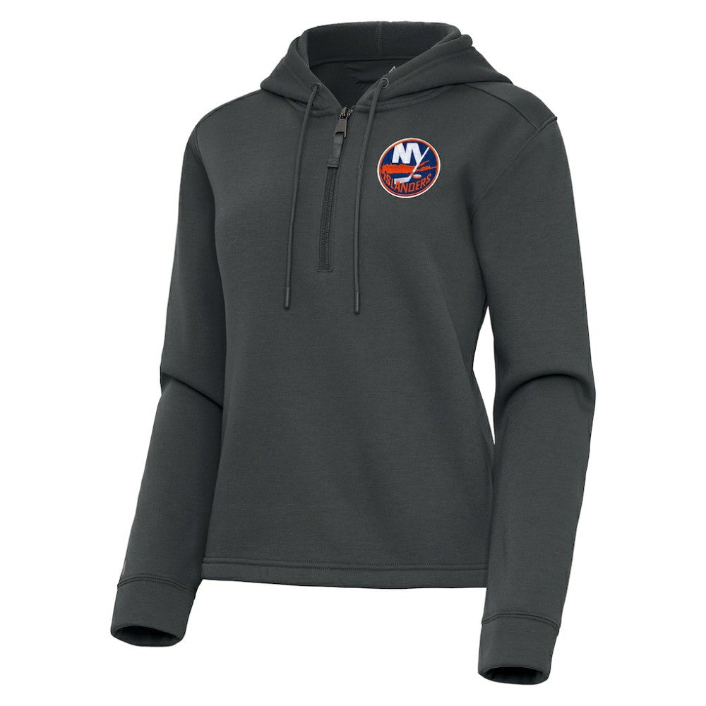 New York Islanders Antigua Women's Contemporary Quarter-Zip Hoodie Pewter