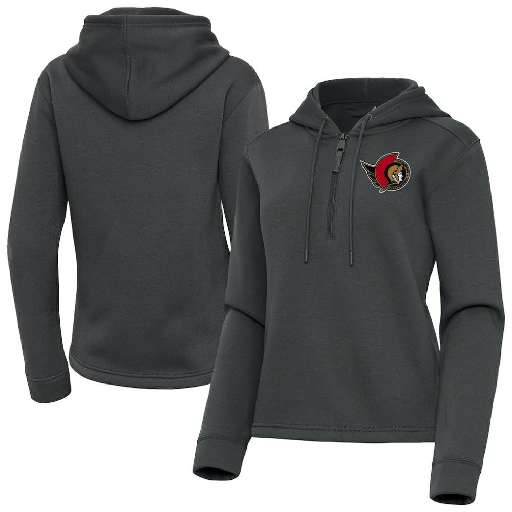 Ottawa Senators Antigua Women's Contemporary Quarter-Zip Hoodie Pewter