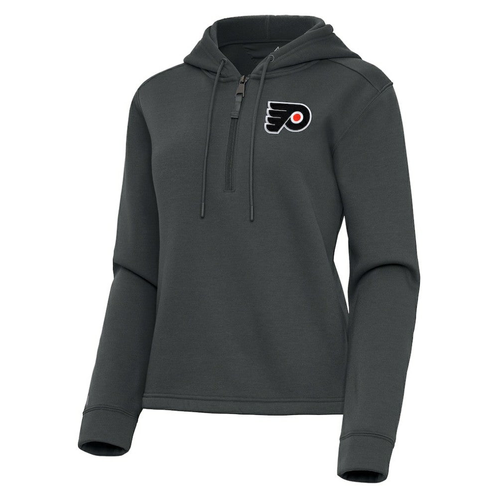 Philadelphia Flyers Antigua Women's Contemporary Quarter-Zip Hoodie Pewter