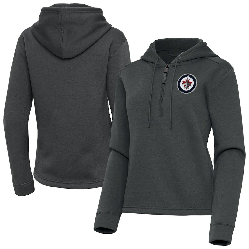 Winnipeg Jets Antigua Women's Contemporary Quarter-Zip Hoodie Pewter