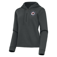 Winnipeg Jets Antigua Women's Contemporary Quarter-Zip Hoodie Pewter