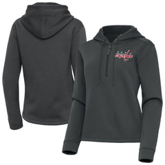 Washington Capitals Antigua Women's Contemporary Quarter-Zip Hoodie Pewter