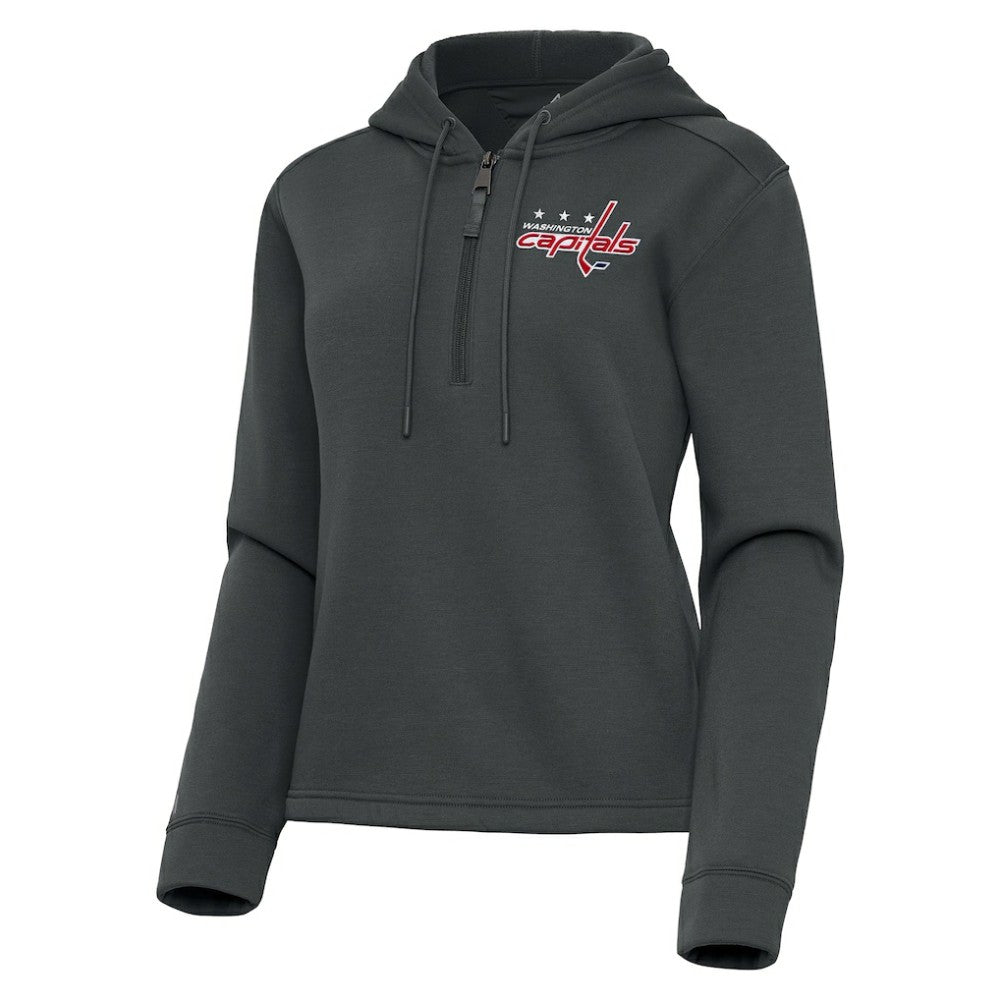 Washington Capitals Antigua Women's Contemporary Quarter-Zip Hoodie Pewter