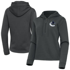 Vancouver Canucks Antigua Women's Contemporary Quarter-Zip Hoodie Pewter