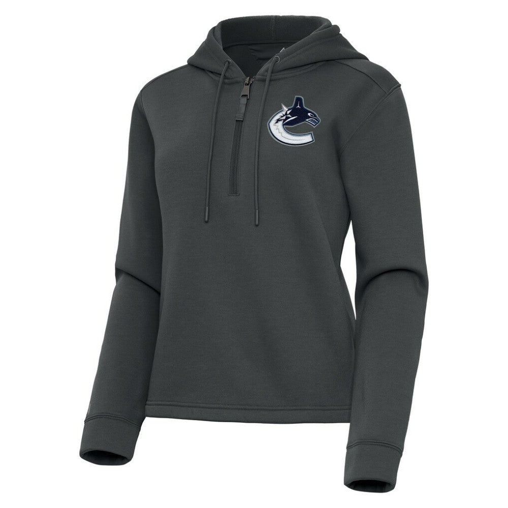 Vancouver Canucks Antigua Women's Contemporary Quarter-Zip Hoodie Pewter