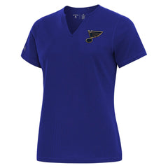 St. Louis Blues Antigua Traveler Rib V-Neck T-Shirt Blue