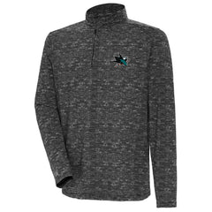 Men's San Jose Sharks Antigua Determined Quarter-Zip Sweatshirt Heather Black