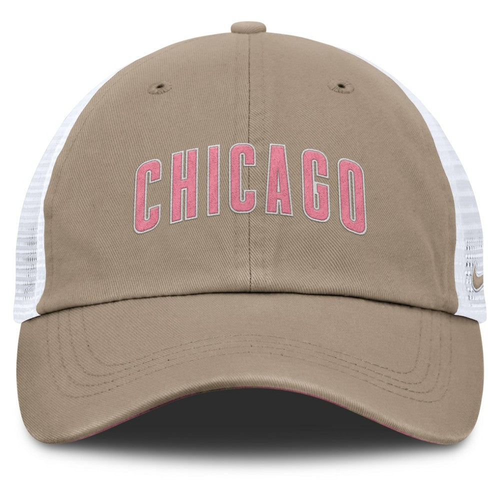 Chicago Cubs Unisex Mother's Day Club Trucker Adjustable Hat Khaki/White | Nike