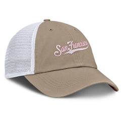 San Francisco Giants Unisex Mother's Day Club Trucker Adjustable Hat Khaki/White | Nike
