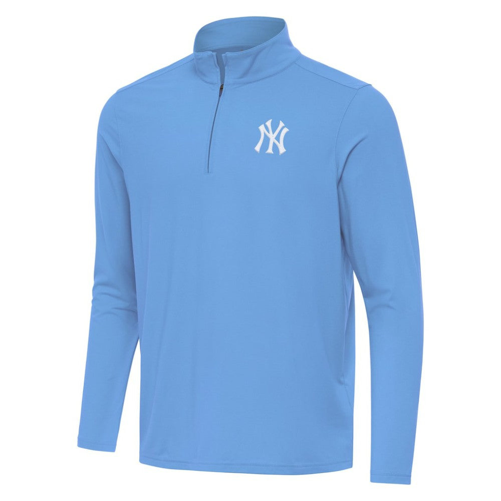 New York Yankees Antigua Intent Quarter-Zip Top Powder Blue