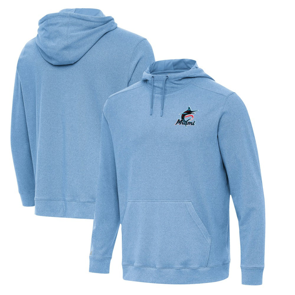 Miami Marlins Antigua Cloud Pullover Hoodie Heather Powder Blue