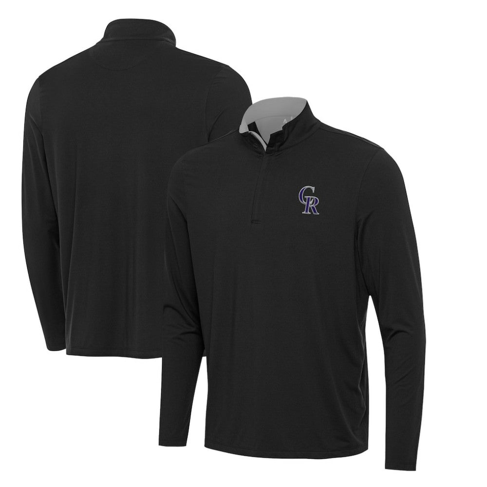 Colorado Rockies Antigua Content Quarter-Zip Top Black