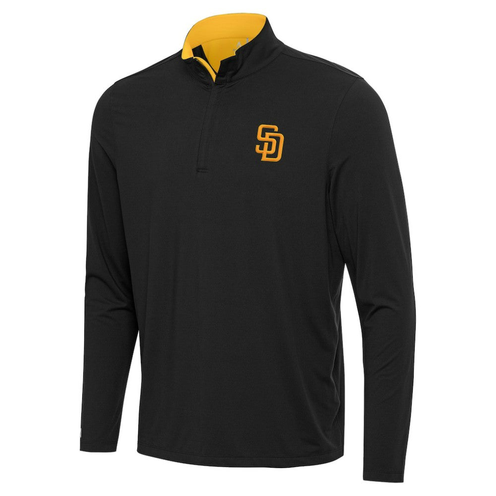 San Diego Padres Antigua Content Quarter-Zip Top Black