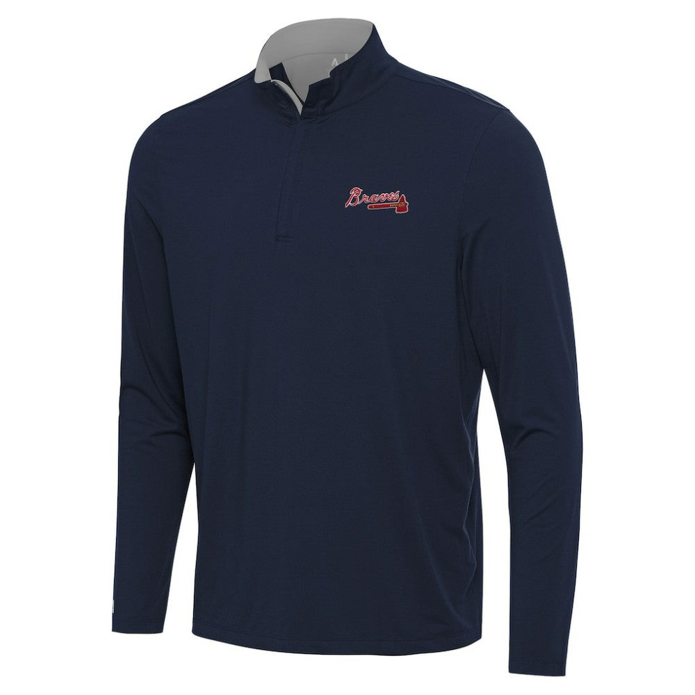 Atlanta Braves Antigua Content Quarter-Zip Top Navy