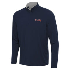 Atlanta Braves Antigua Content Quarter-Zip Top Navy