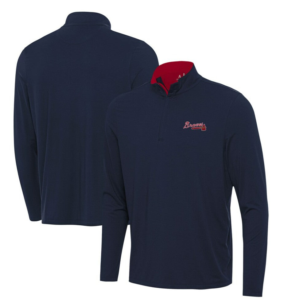 Atlanta Braves Antigua Content Quarter-Zip Top Navy