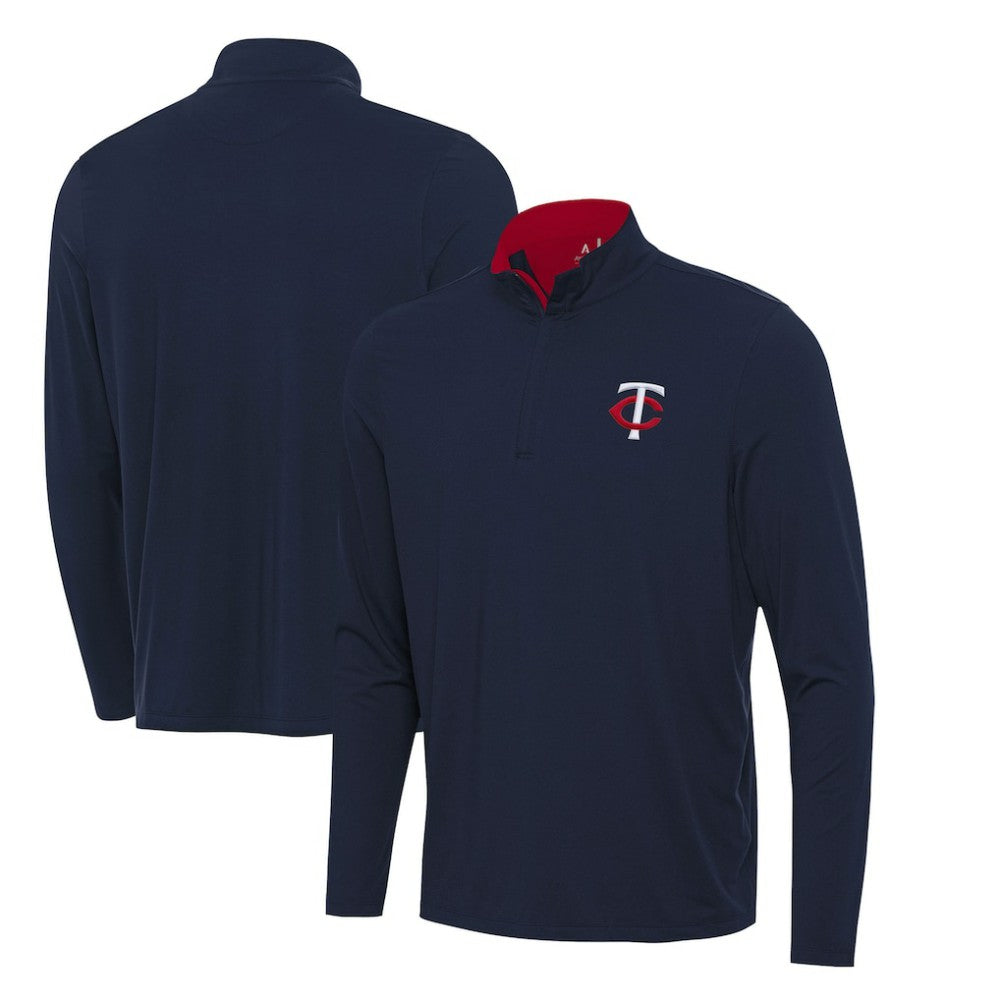 Minnesota Twins Antigua Content Quarter-Zip Top Navy