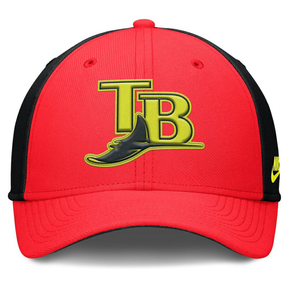 Tampa Bay Rays Neon 90s Rise SwooshFlex Hat Crimson/Black | Nike