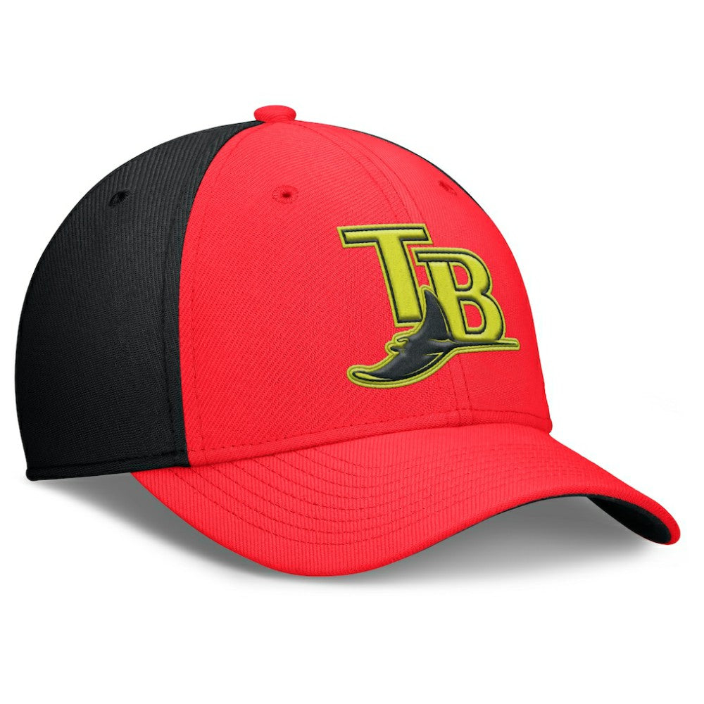 Tampa Bay Rays Neon 90s Rise SwooshFlex Hat Crimson/Black | Nike