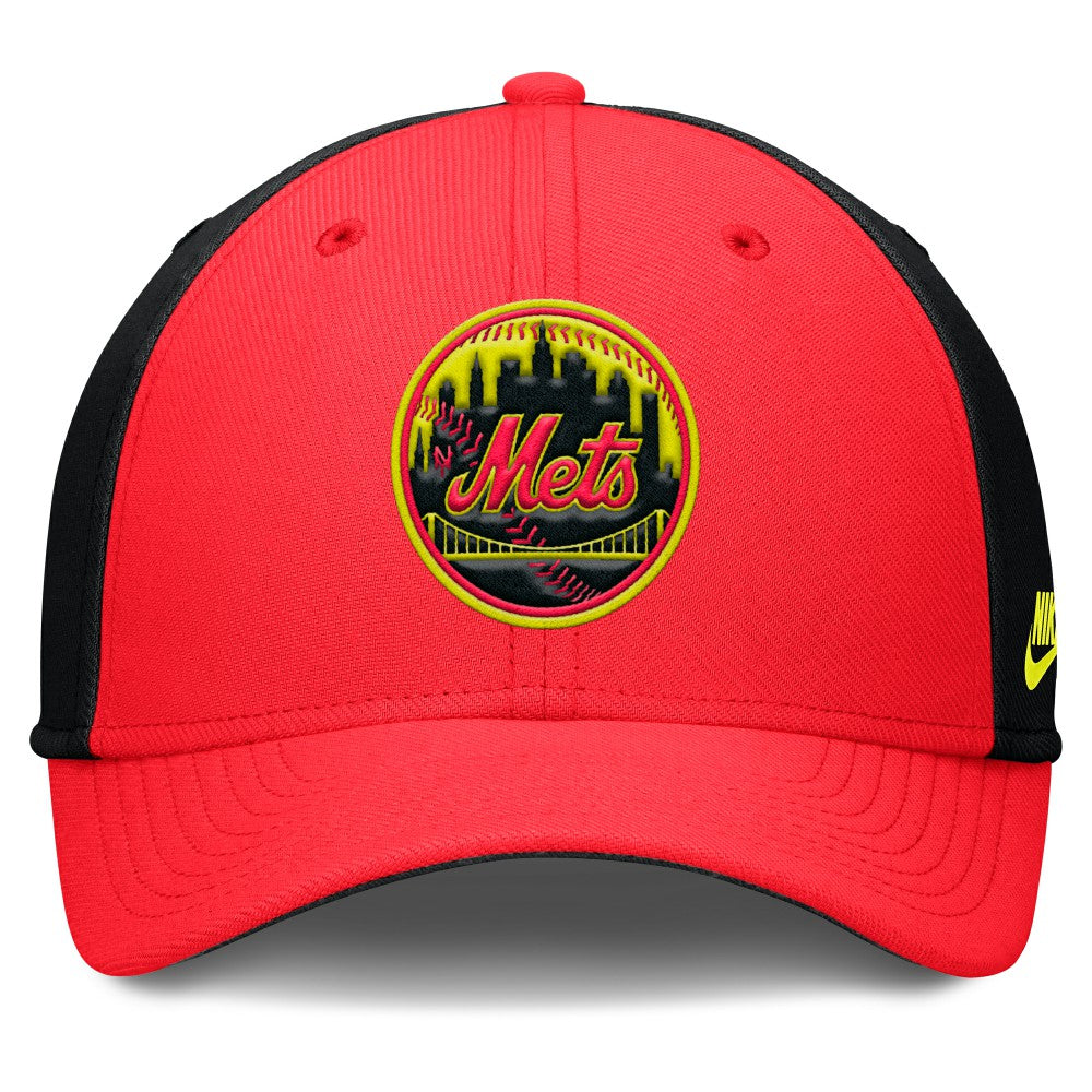 New York Mets Neon 90s Rise SwooshFlex Hat Crimson/Black | Nike