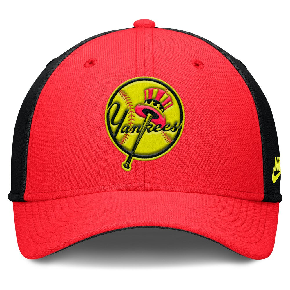 New York Yankees Neon 90s Rise SwooshFlex Hat Crimson/Black | Nike