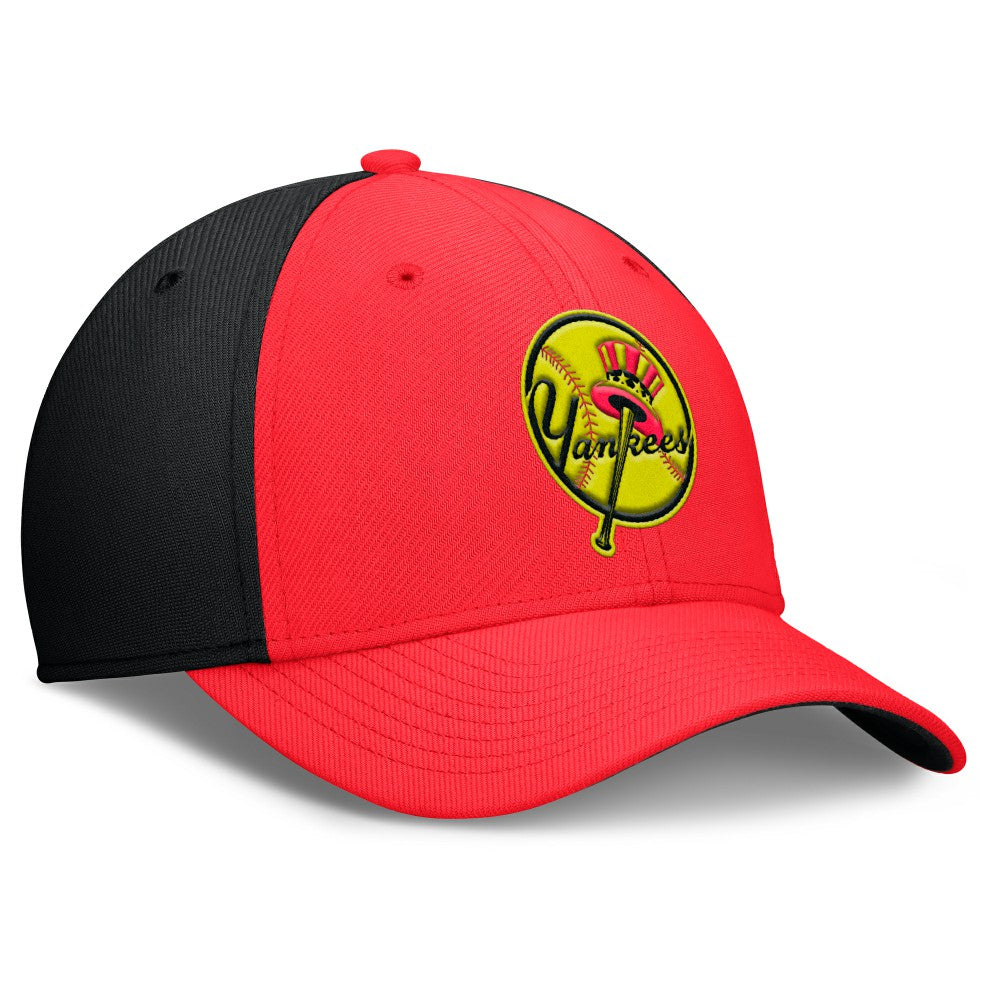 New York Yankees Neon 90s Rise SwooshFlex Hat Crimson/Black | Nike