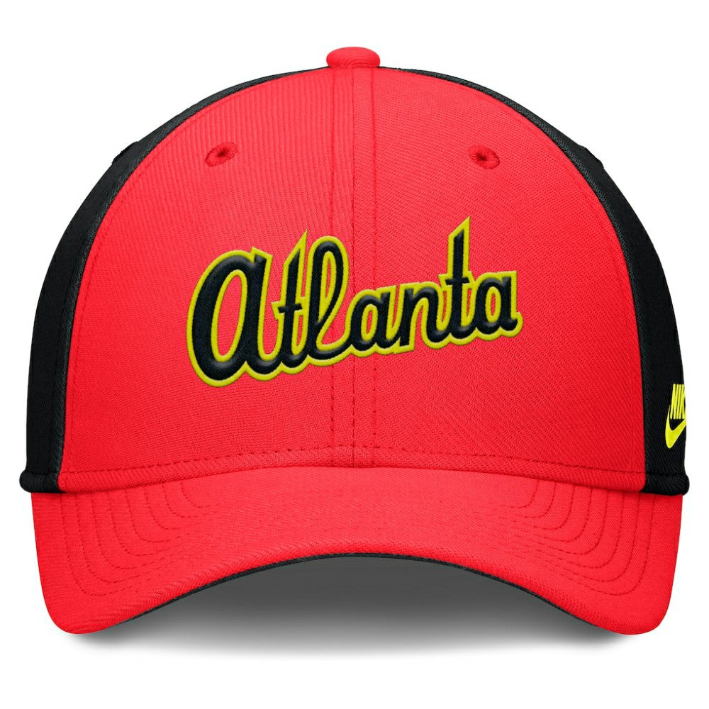 Atlanta Braves Neon 90s Rise SwooshFlex Hat Crimson/Black | Nike