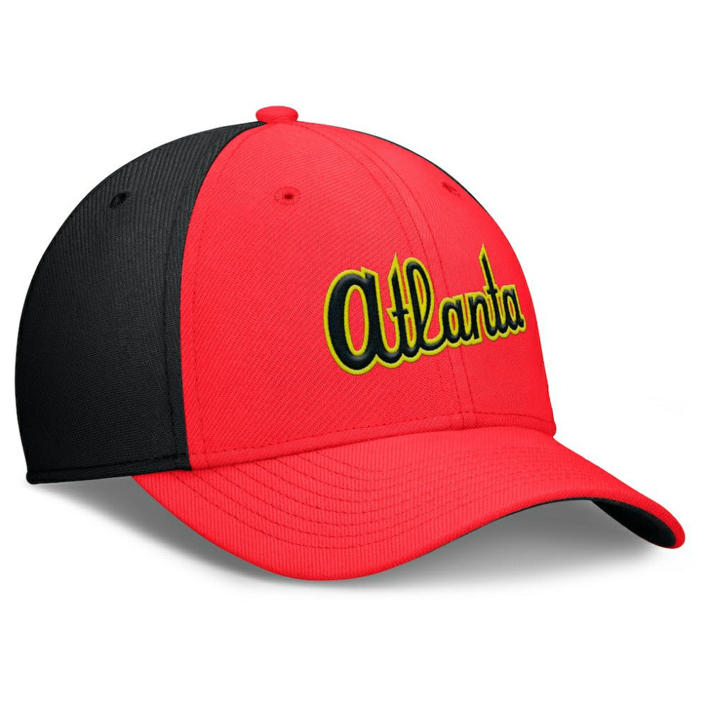Atlanta Braves Neon 90s Rise SwooshFlex Hat Crimson/Black | Nike