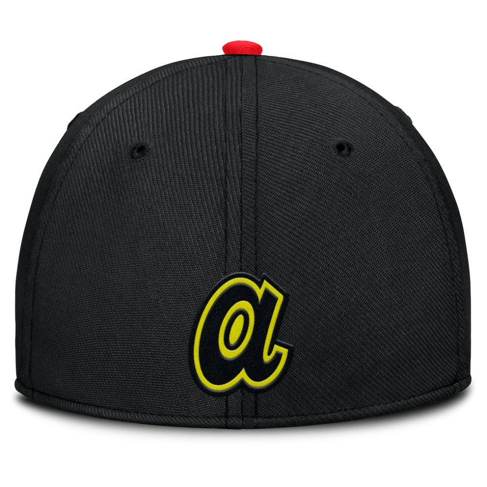Atlanta Braves Neon 90s Rise SwooshFlex Hat Crimson/Black | Nike