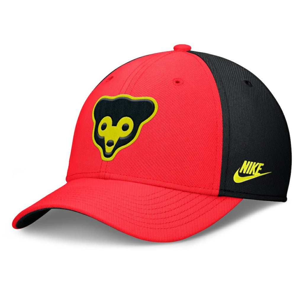 Chicago Cubs Neon 90s Rise SwooshFlex Hat Crimson/Black | Nike