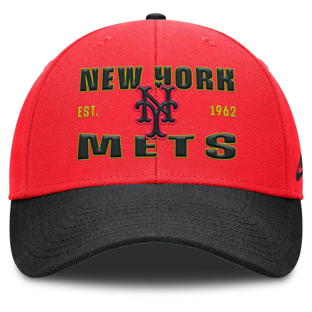 New York Mets Neon 90s Rise Adjustable Hat Crimson/Black | Nike